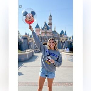 Disneyland Mickey Mouse Pullover Jumper Crewneck Sweatshirt Grey Size Medium